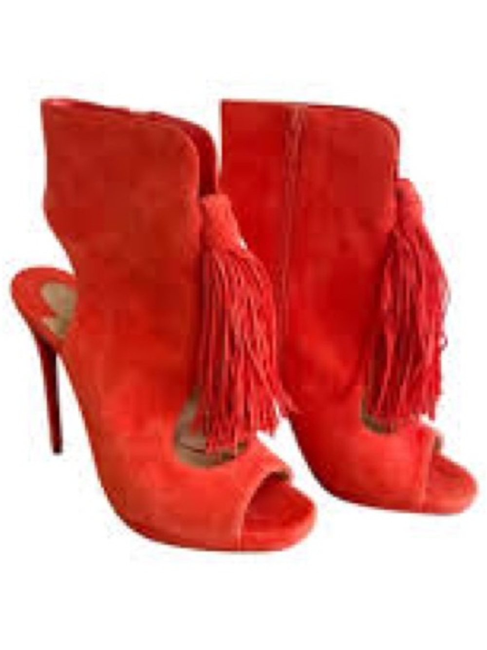 Steve Madden Red Suede Tassel Peep-Toe Stiletto Booties